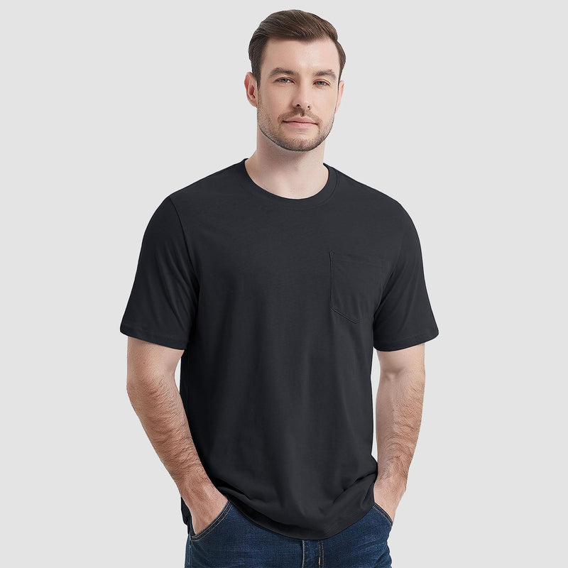 Mens T Shirts Short Sleeve Pocket Cotton Crewneck Tee Regular Fit 3