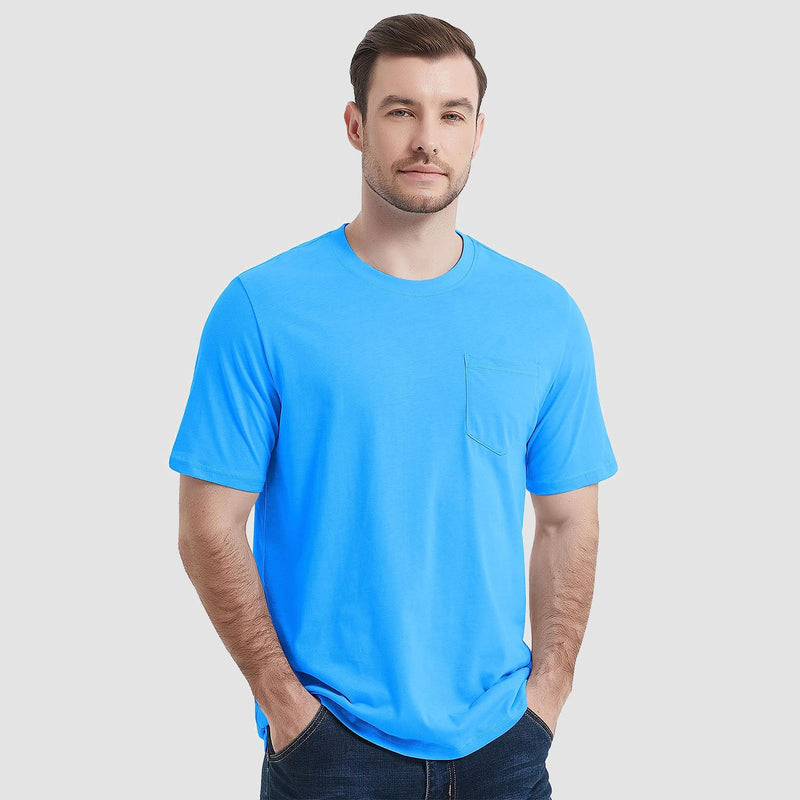 Mens T Shirts Short Sleeve Pocket Cotton Crewneck Tee Regular Fit 4