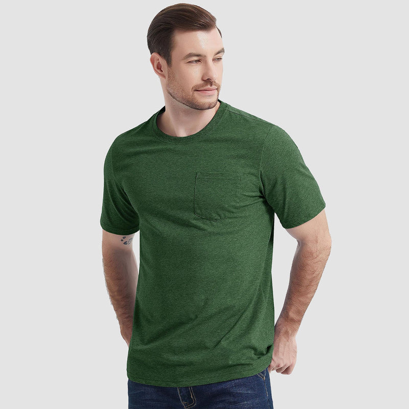 Mens T Shirts Short Sleeve Pocket Cotton Crewneck Tee Regular Fit 6