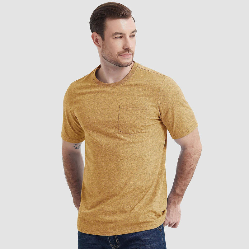 Mens T Shirts Short Sleeve Pocket Cotton Crewneck Tee Regular Fit 7