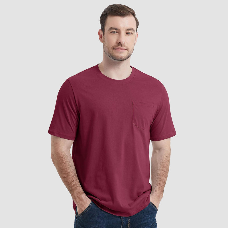 Mens T Shirts Short Sleeve Pocket Cotton Crewneck Tee Regular Fit 9