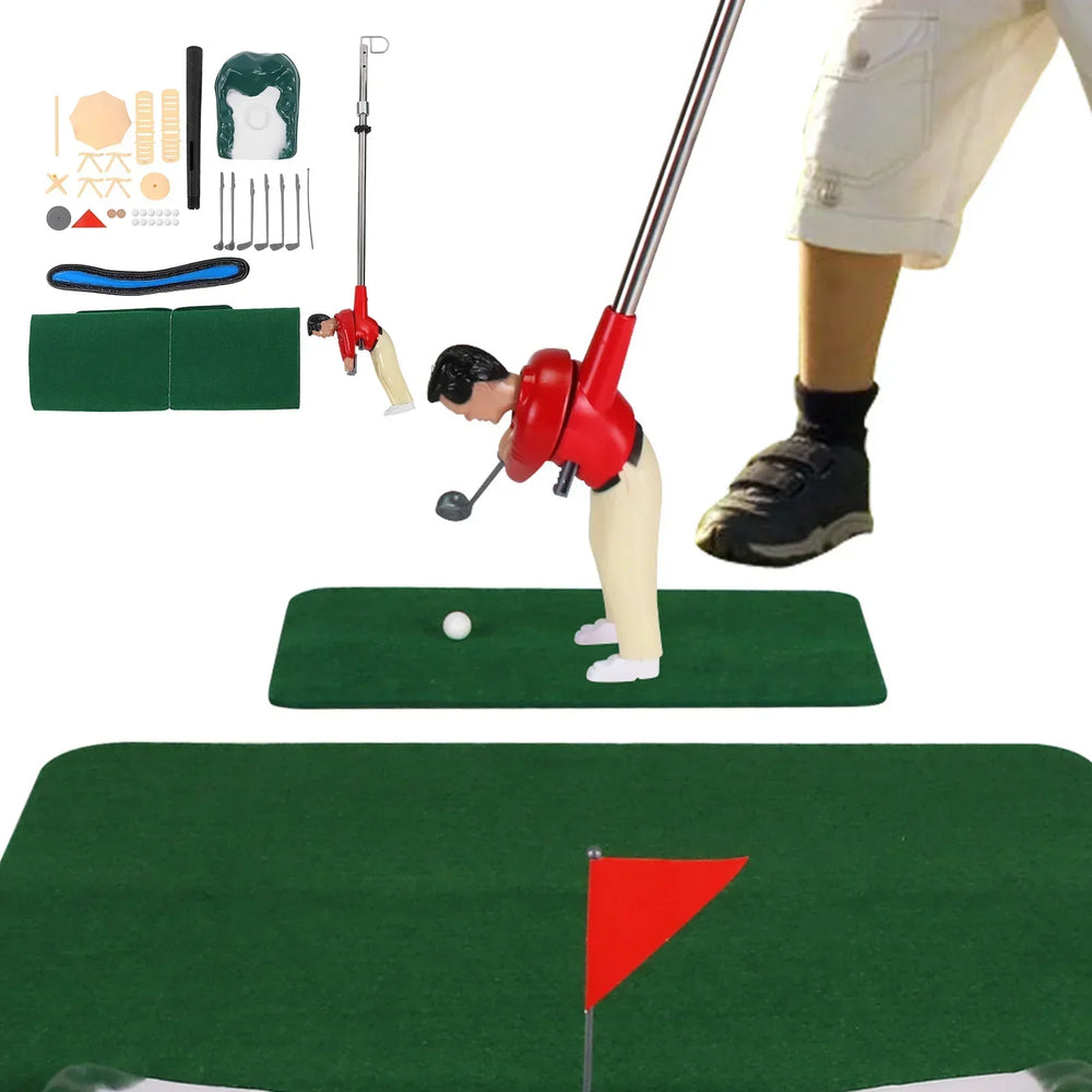 Indoor Mini Golf Set – Golfer Figure, Foldable Putting Mat & Complete Accessories