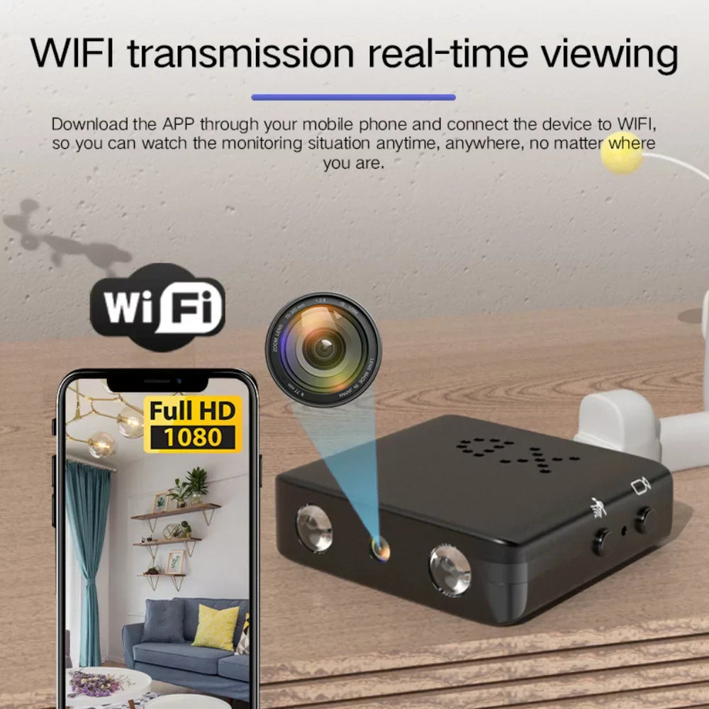 Mini WiFi Security Camera – 1080P HD Video, Night Vision & Built-In Audio