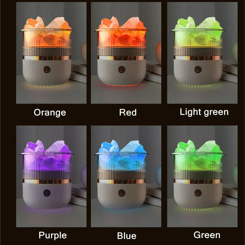 Salt Crystal Aroma Diffuser – 160ml Tank, 6 LED Colors & Ultrasonic Whisper-Quiet