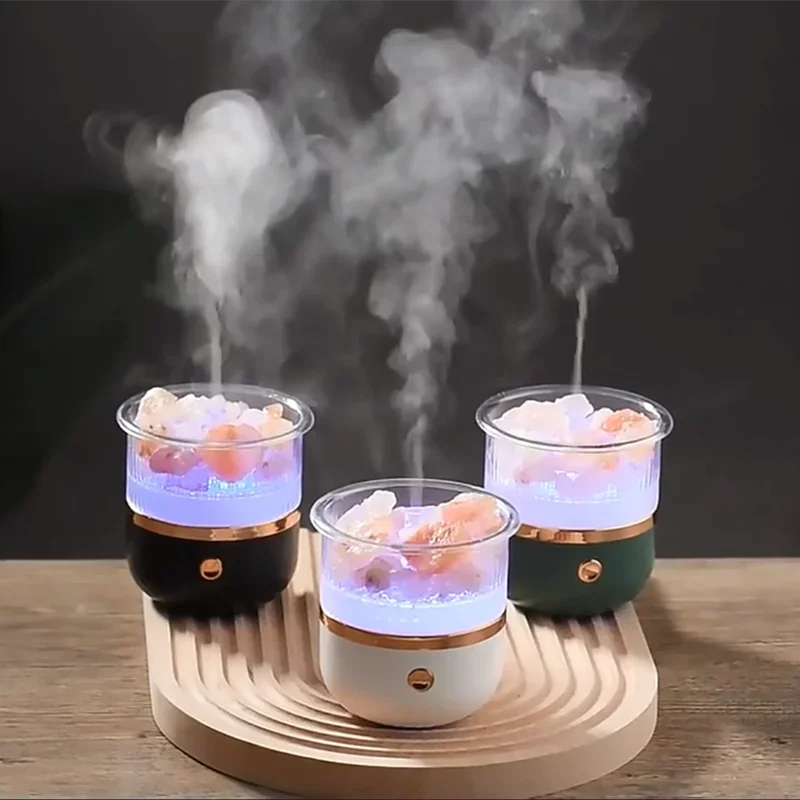 Salt Crystal Aroma Diffuser – 160ml Tank, 6 LED Colors & Ultrasonic Whisper-Quiet