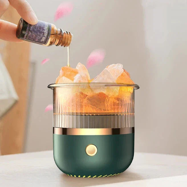 Salt Crystal Aroma Diffuser – 160ml Tank, 6 LED Colors & Ultrasonic Whisper-Quiet