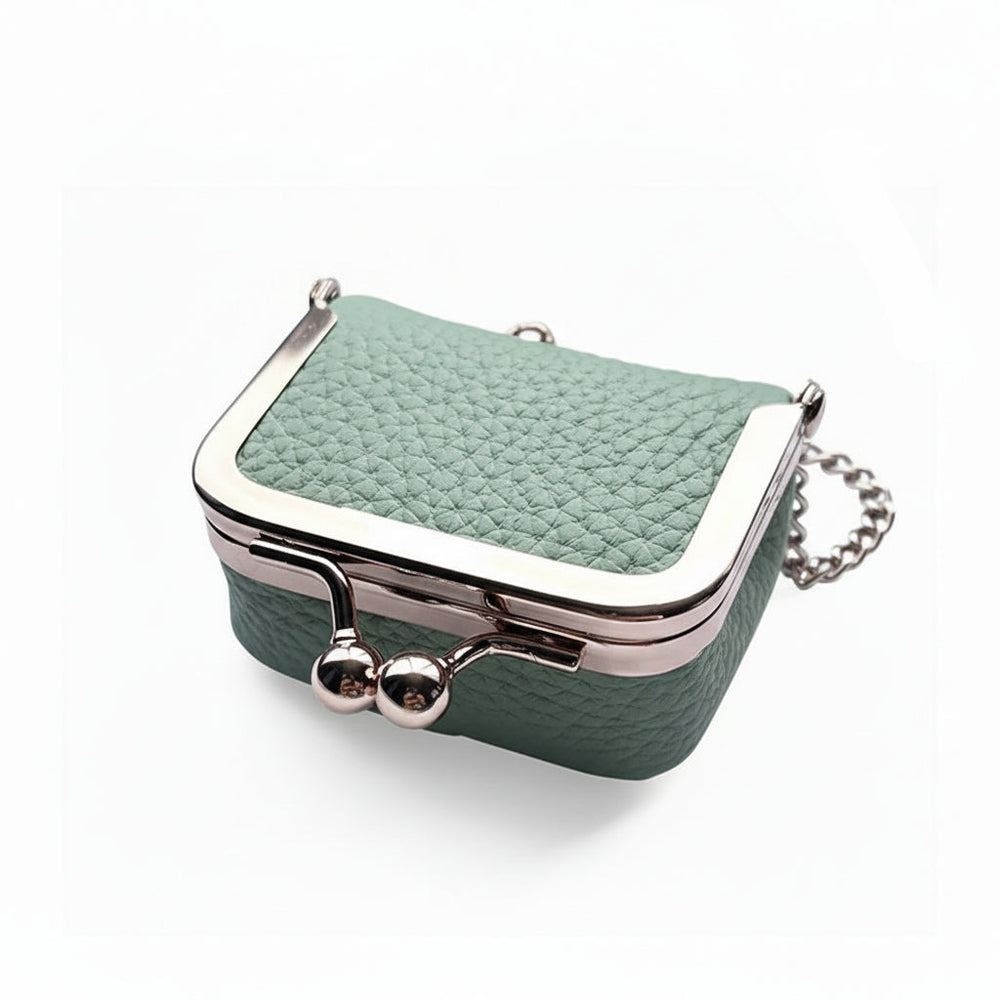 Mini Jewelry Box Genuine Leather Organizer Gold Clasp Travel
