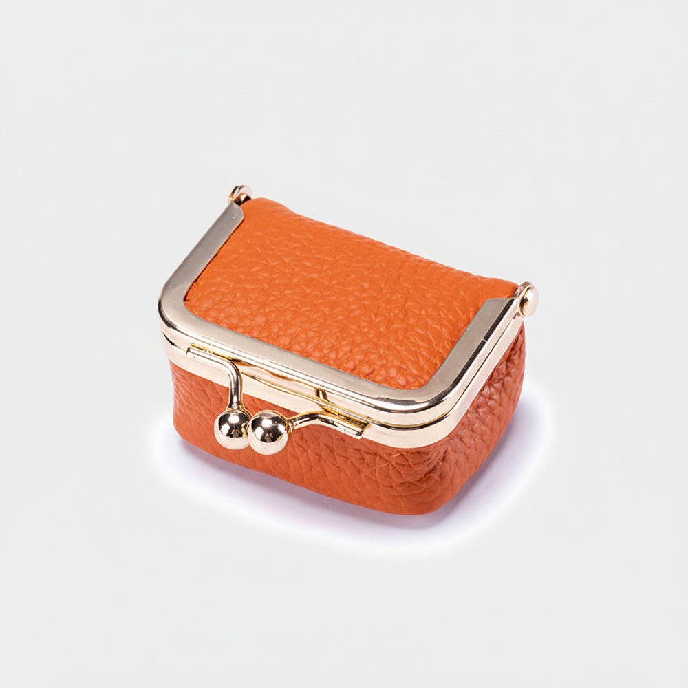 Mini Jewelry Box Genuine Leather Organizer Gold Clasp Travel