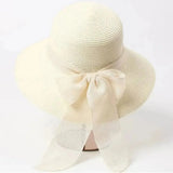 Women's Straw Sun Hat – Wide Brim, Removable Bow & Adjustable Fit