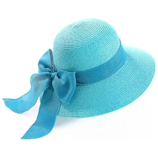 Women's Straw Sun Hat – Wide Brim, Removable Bow & Adjustable Fit