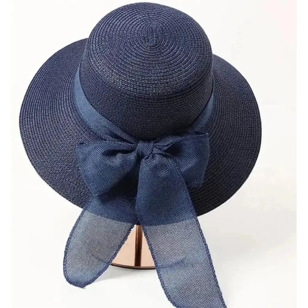 Women's Straw Sun Hat – Wide Brim, Removable Bow & Adjustable Fit