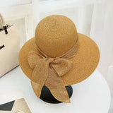Women's Straw Sun Hat – Wide Brim, Removable Bow & Adjustable Fit