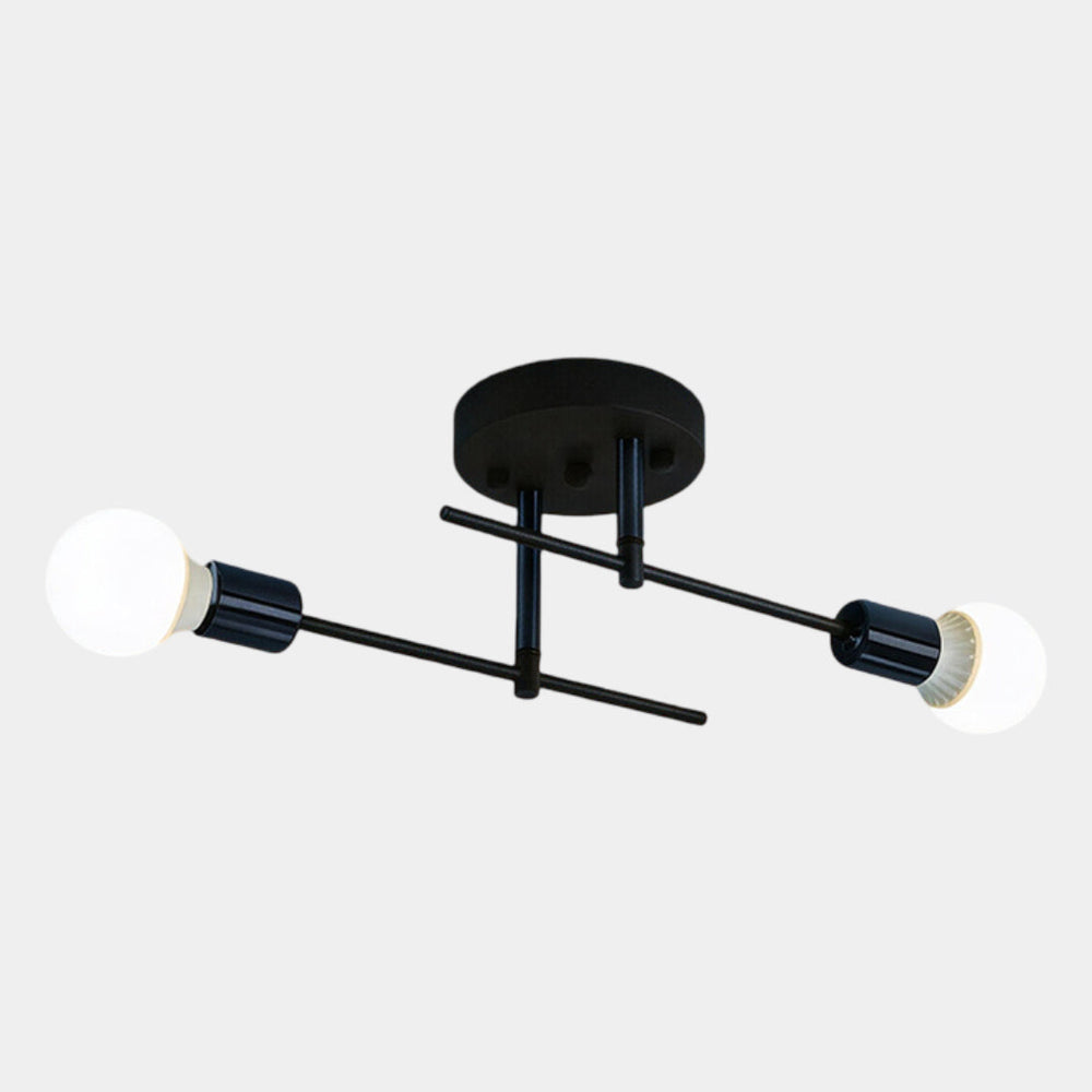 Modern 2-Light Ceiling Lamp | Black & Gold Flush Mount Chandelier