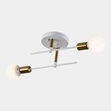 Modern 2-Light Ceiling Lamp | Black & Gold Flush Mount Chandelier