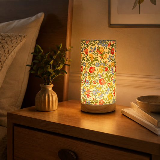 Modern Wooden Table Lamp – USB Powered, Linen Shade & Bedside LED Light