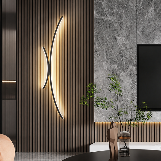 LED Wall Sconce – Linear Design, Black/Gold Finish & Aluminium Build