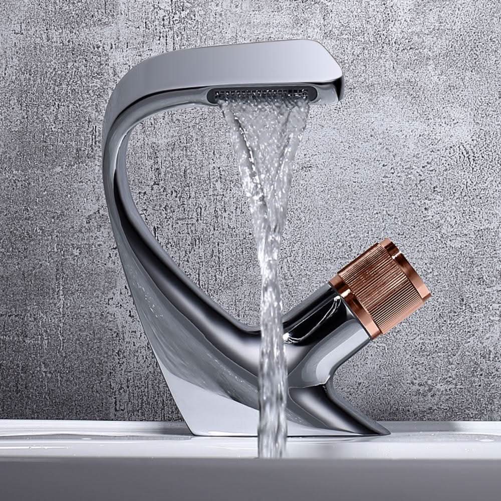 Waterfall Basin Faucet – Solid Brass, Single-Lever Control & Ceramic Cartridge