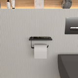 Toilet Paper Holder with Phone Shelf – Steel, 30×15×10 cm & Wall-Mounted