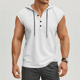 AeroVibe Sleeveless Henley Tank Top - White