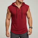 AeroVibe Sleeveless Henley Tank Top - Red