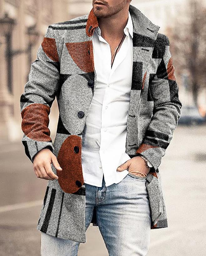 Men's wool coat with check pattern and clear silhouette – Elias