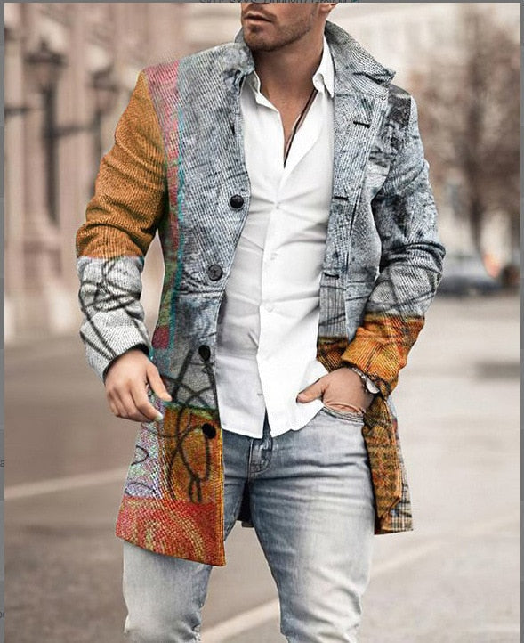 Men's wool coat with check pattern and clear silhouette – Elias