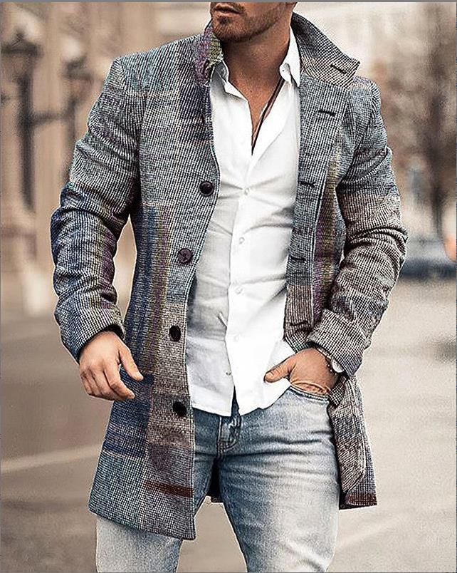 Men's wool coat with check pattern and clear silhouette – Elias
