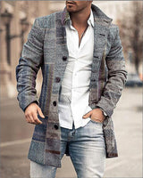 Men's wool coat with check pattern and clear silhouette – Elias