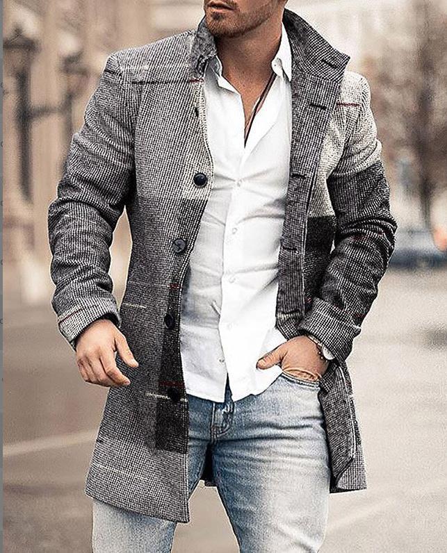 Men's wool coat with check pattern and clear silhouette – Elias