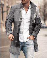 Men's wool coat with check pattern and clear silhouette – Elias