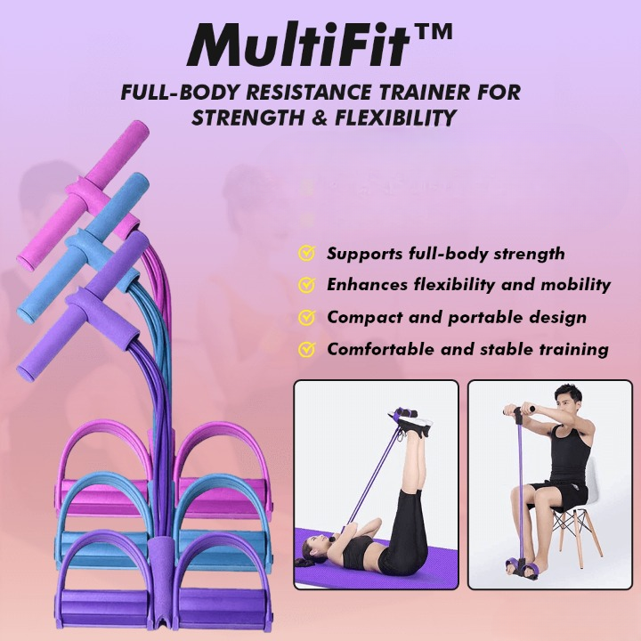 Full-Body Resistance Trainer – Latex Bands, Non-Slip Foot Pedals, Portable Home Gym