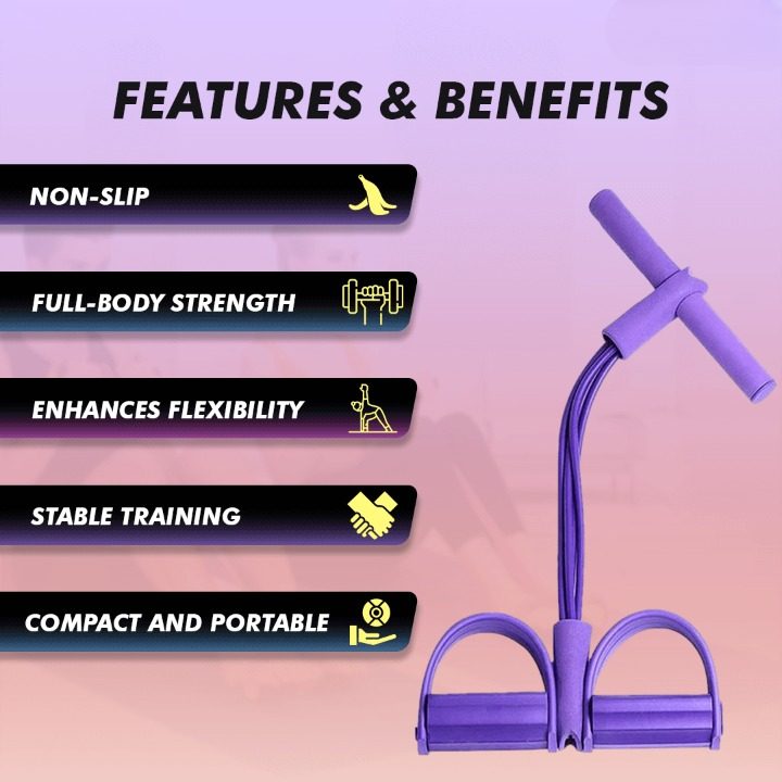 Full-Body Resistance Trainer – Latex Bands, Non-Slip Foot Pedals, Portable Home Gym