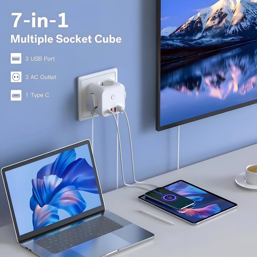Optimized Product Title: **7-in-1 Würfel-Steckdosenleiste mit USB & Type-C – Multifunktionale Ladestation für Zuhause und Büro**  

This title includes relevant keywords while maintaining clarity and appeal for potential customers.