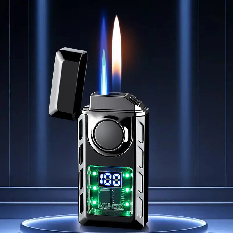 Dual-Flame Electric Lighter – USB-C Rechargeable, LED Display & Zinc Alloy