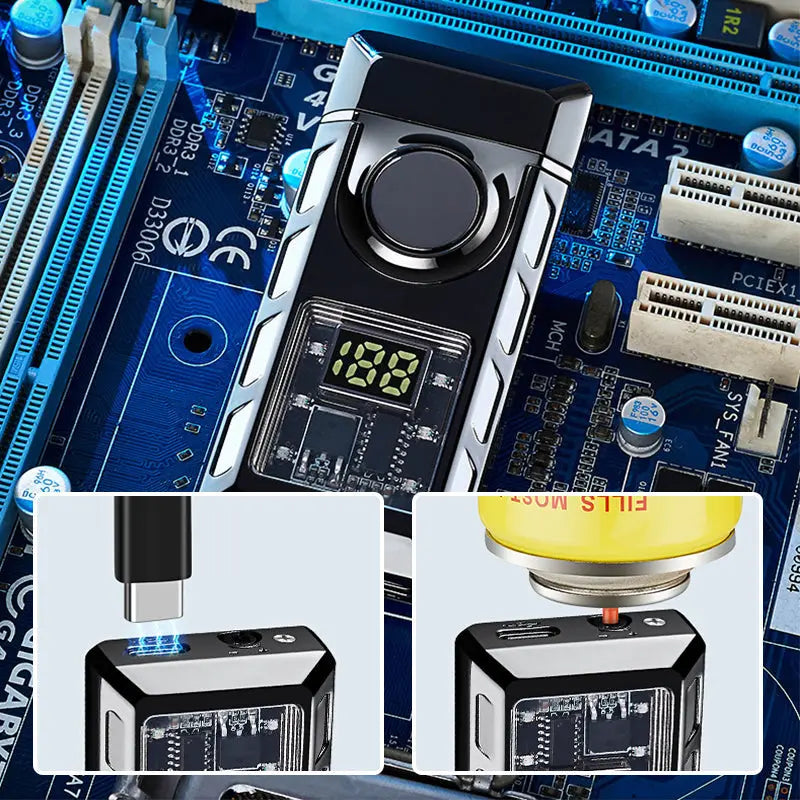 Dual-Flame Electric Lighter – USB-C Rechargeable, LED Display & Zinc Alloy