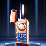Dual-Flame Electric Lighter – USB-C Rechargeable, LED Display & Zinc Alloy