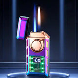 Dual-Flame Electric Lighter – USB-C Rechargeable, LED Display & Zinc Alloy
