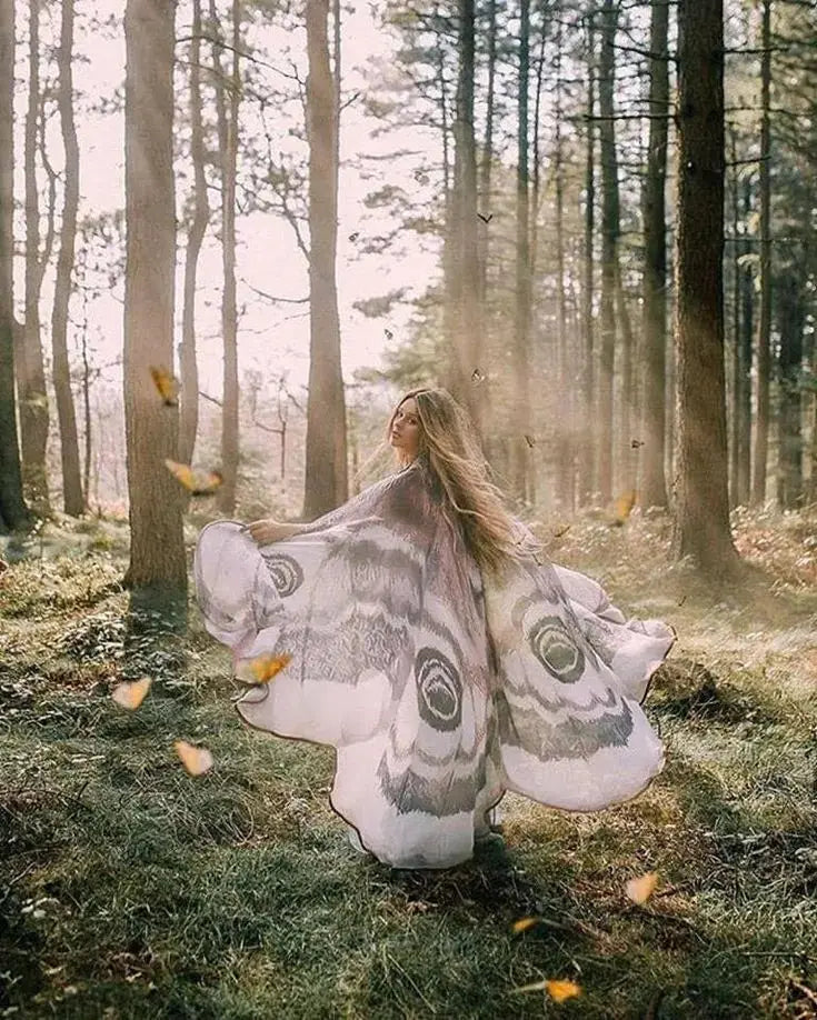 Gray Moth Wing Costume Cape