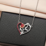 Necklace Heart Pendant Silver Rose Gift Jewelry Romantic Couples