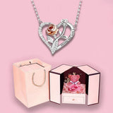 Necklace Heart Pendant Silver Rose Gift Jewelry Romantic Couples