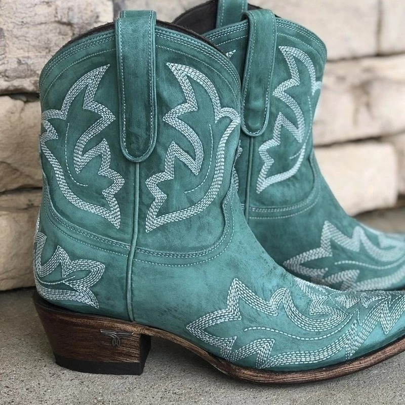 Dakota Autumn Edition – Embroidered Leather Cowboy Booties