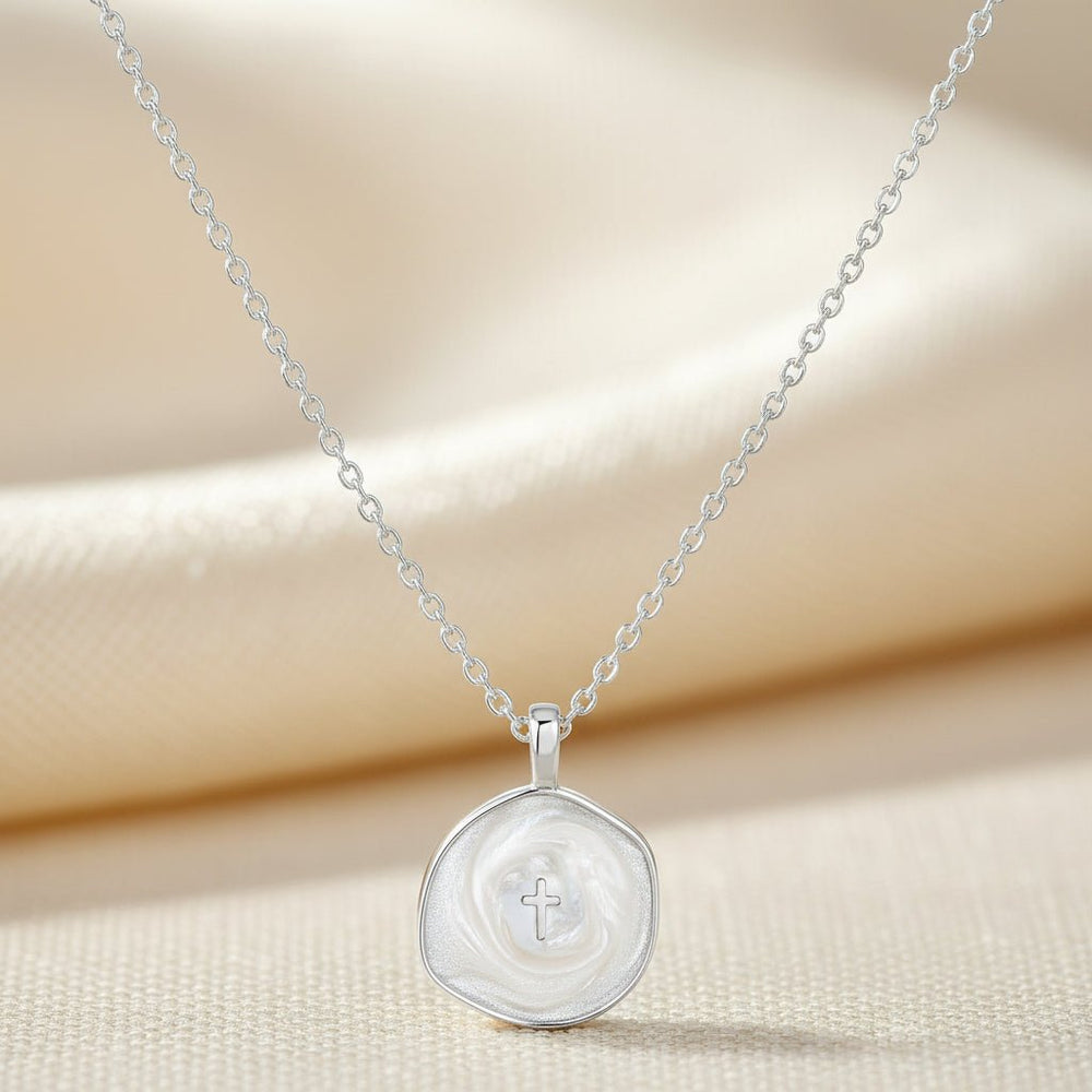 Necklace Cross Pendant Mothers Day Gold Disc Dainty Jewelry