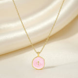 Necklace Cross Pendant Mothers Day Gold Disc Dainty Jewelry
