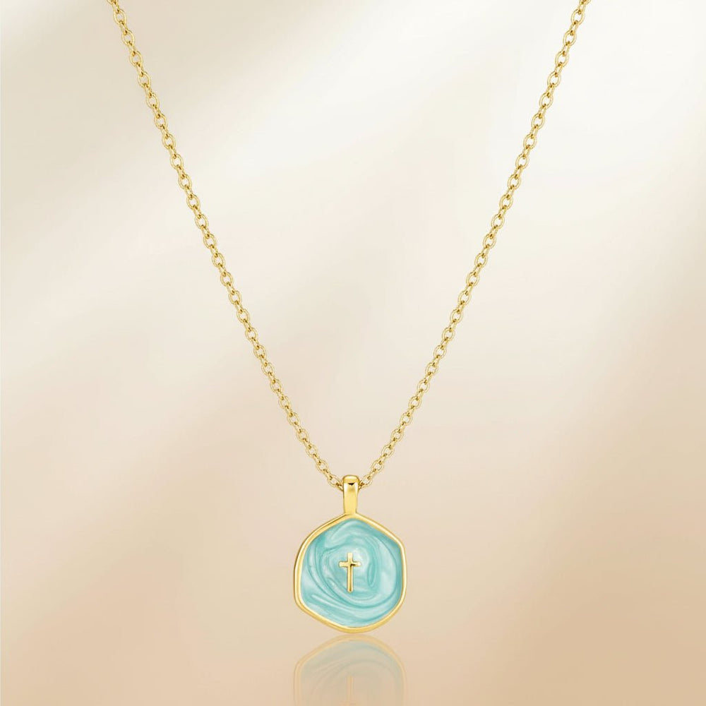 Necklace Cross Pendant Mothers Day Gold Disc Dainty Jewelry