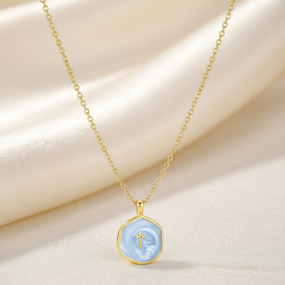 Necklace Cross Pendant Mothers Day Gold Disc Dainty Jewelry