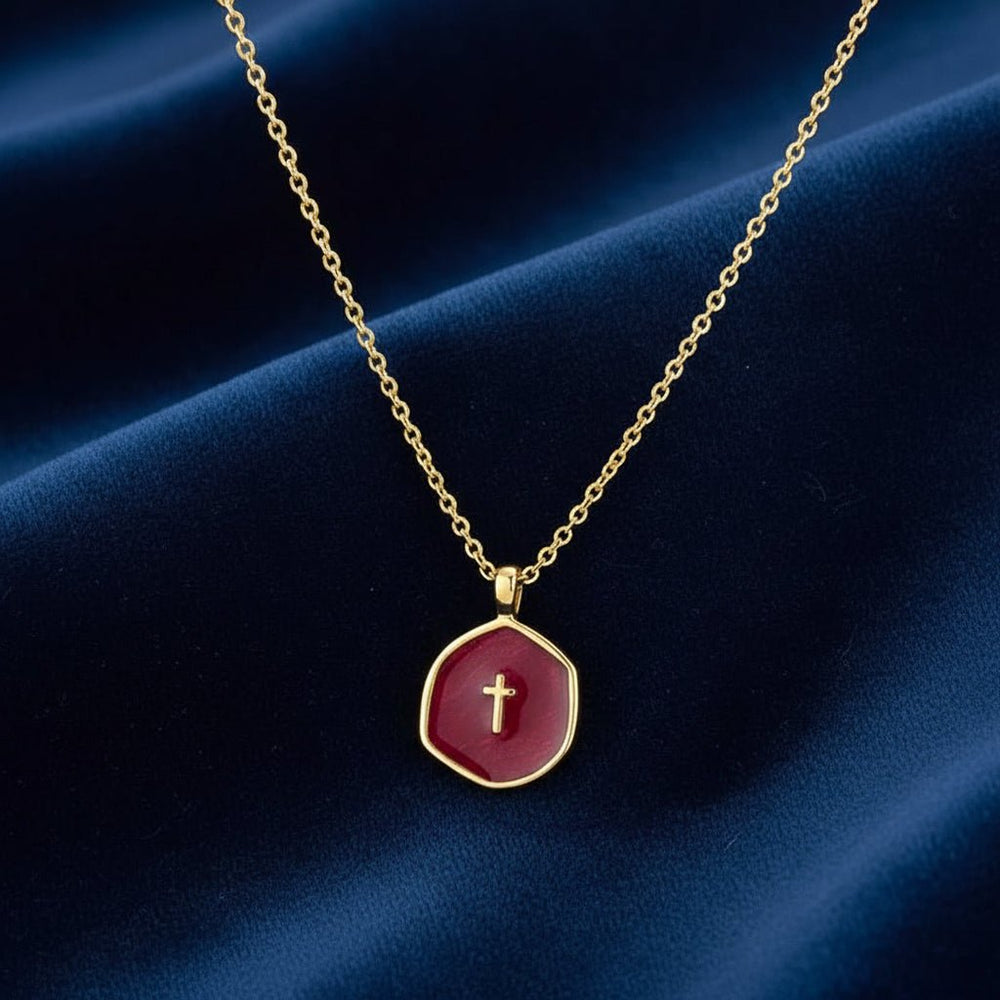 Necklace Cross Pendant Mothers Day Gold Disc Dainty Jewelry