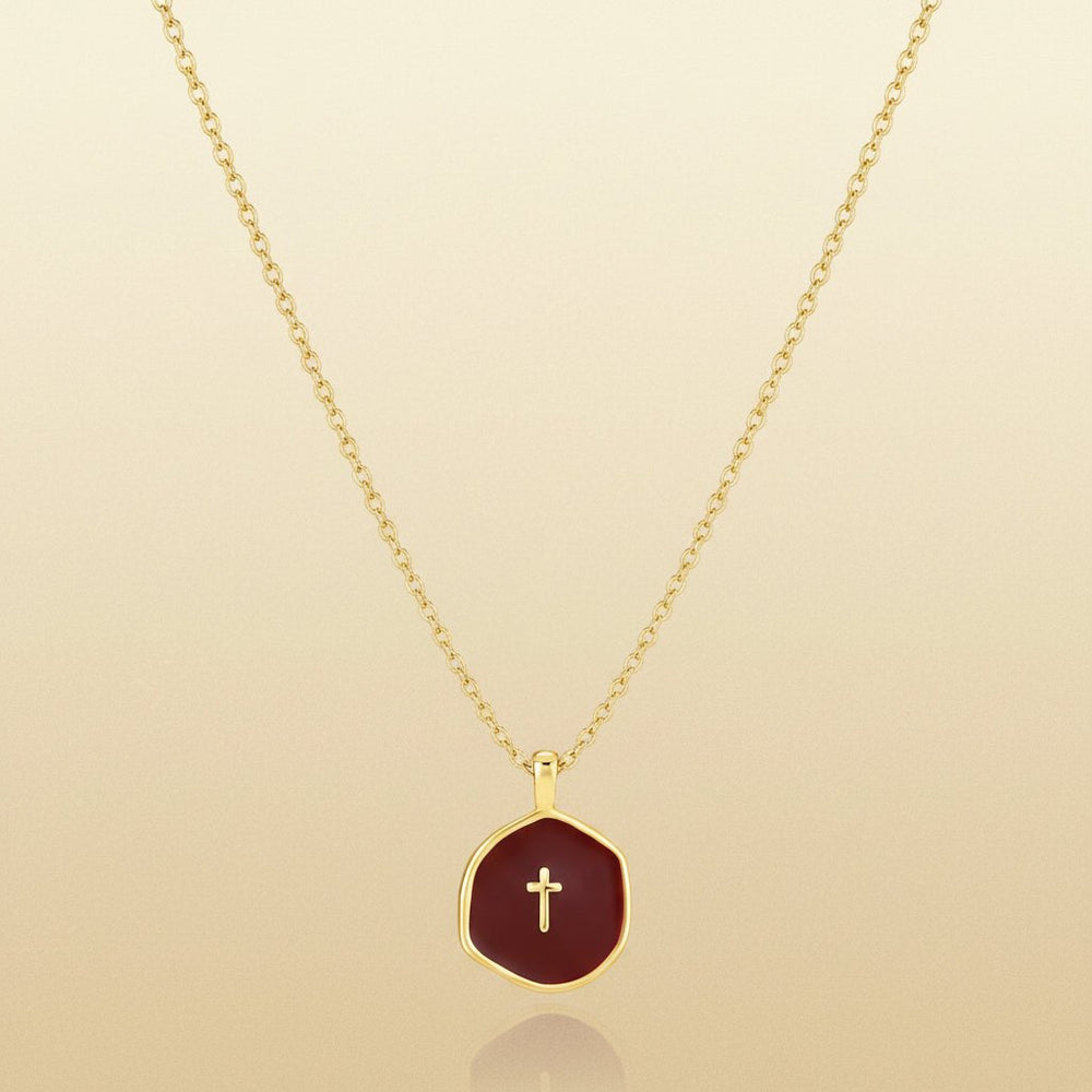 Necklace Cross Pendant Mothers Day Gold Disc Dainty Jewelry