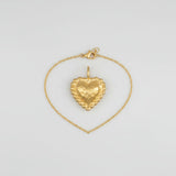 Necklace Gold Heart Hammered Pendant Chain Jewelry