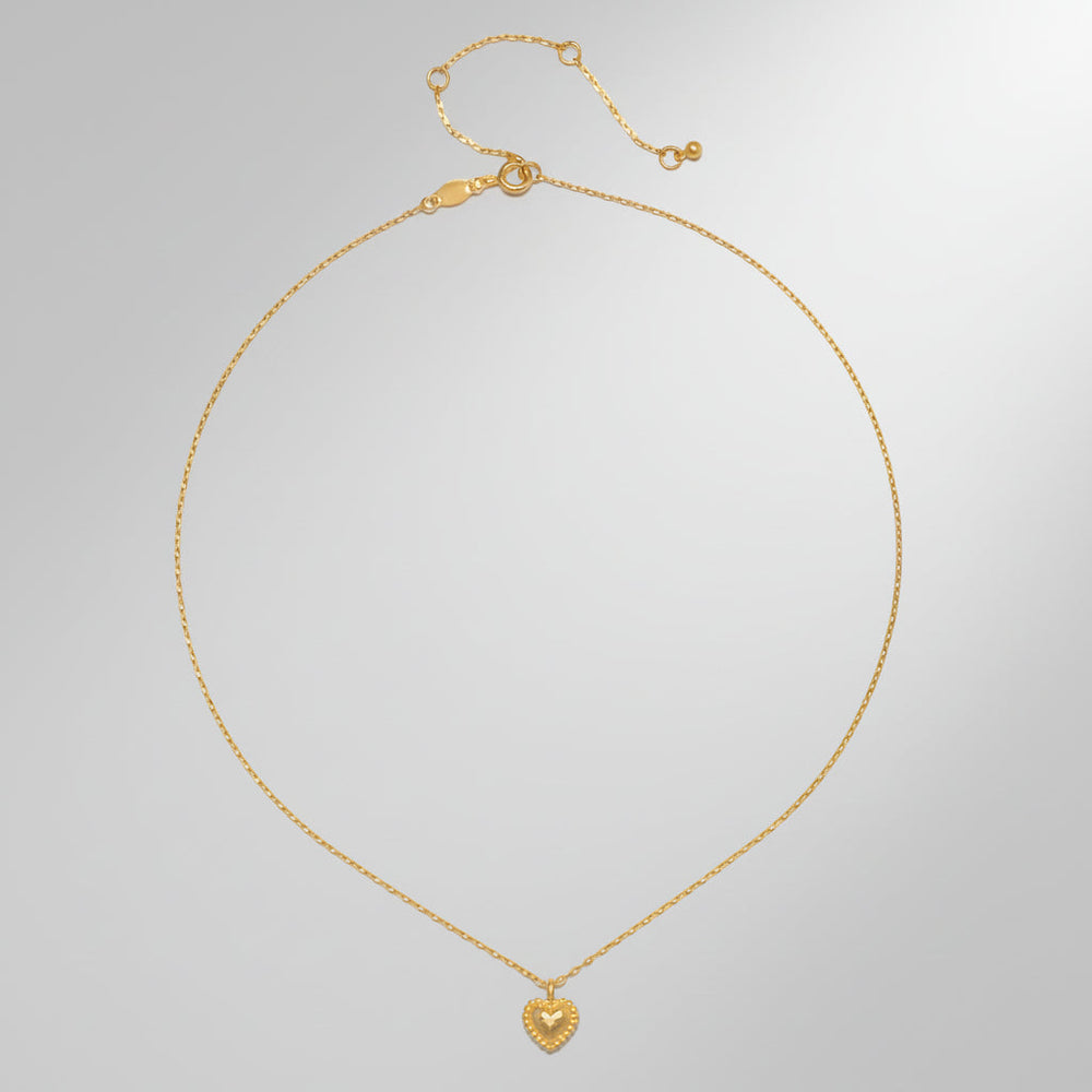 Necklace Gold Heart Hammered Pendant Chain Jewelry