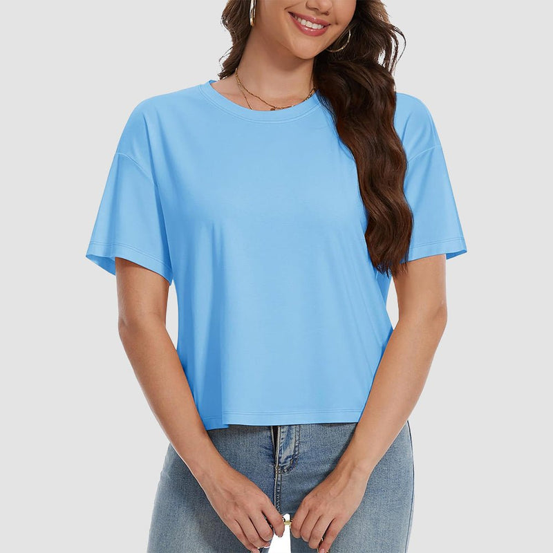 【New In】Women's Cotton UPF 50+ Summer Crop Top T-Shirt 0